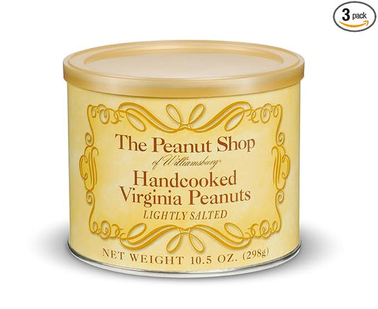 The Peanut Shop of Williamsburg Handcooked Lightly Salted Virginia Peanuts, 10.5 oz (Pack of 3)