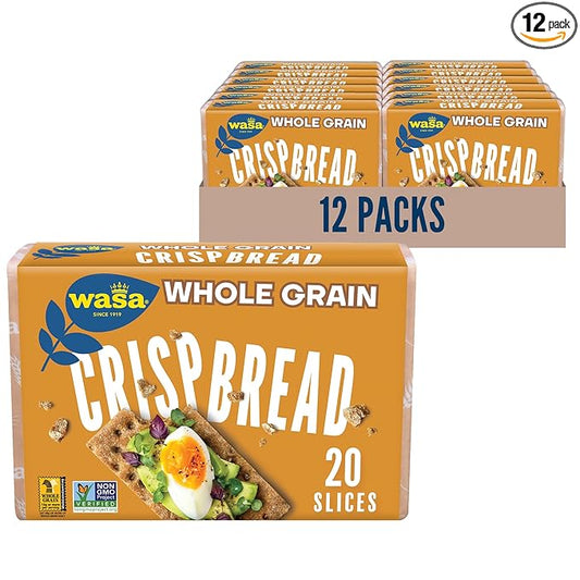 Wasa Whole Grain Crispbread, 9.2 oz (Pack of 12), Crackers, Non-GMO Ingredients, Fat Free, Made with 100% Whole Grains