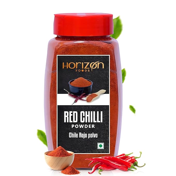 Horizon Foods Premium Red Chili Powder - 200g Indian Spice Blend for Tikka Masala Sauce, Mexican Oregano & Mixed Vegetables. Perfect Seasoning with Guajillo Chiles & Ancho Chili Flakes in Your Indian Spice Box (100g, Red Chilli Powder)