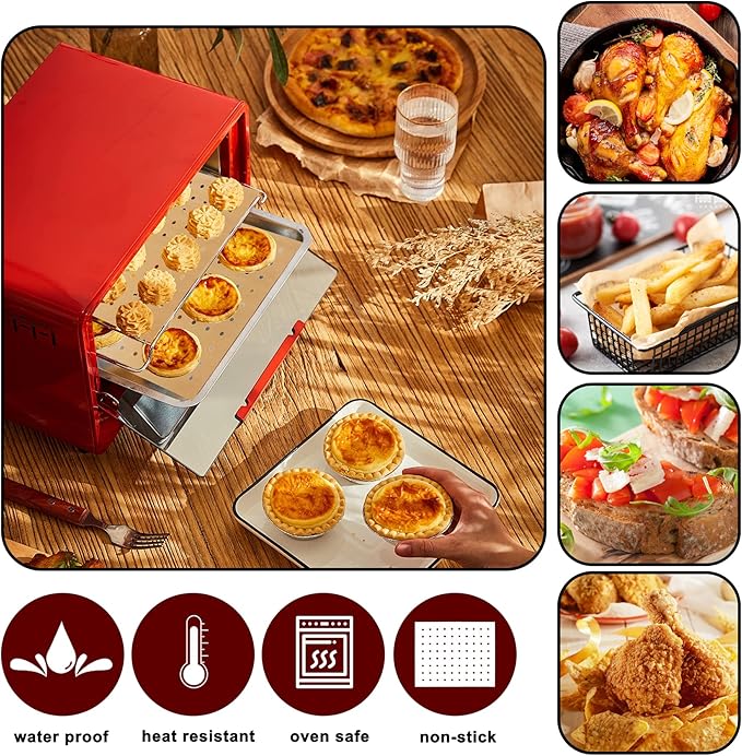 Air Fryer Liners Disposable, Parchment Paper for Baking, 100 Pcs 11 x 9 inch Unbleached Parchment Paper Sheets, Perforated Rectangular Baking Papers, HOFHTD Nonstick Air Fryer Accessories