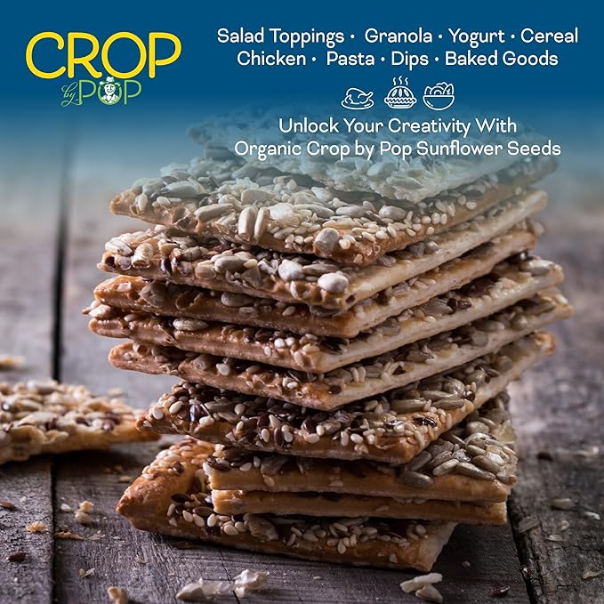 CROP BY POP - Organic Raw Hulled Sunflower Seed Kernels, Unsalted, Shelled (32oz - 2 LB) Packed Fresh in Resealable Bag - USDA Organic, Non GMO - Naturally Grown, Vegan, Kosher