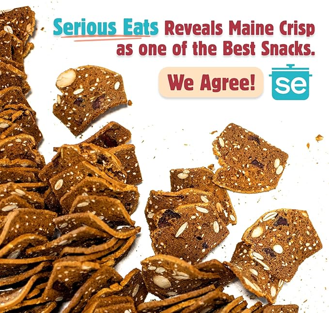 Maine Crisp Cranberry Almond Crisps, 4 Pack - Snack Crackers, Grain Free, Non-Gmo - Sweet & Savory Flavor, for Cheese Boards, Salad Toppings & Jams