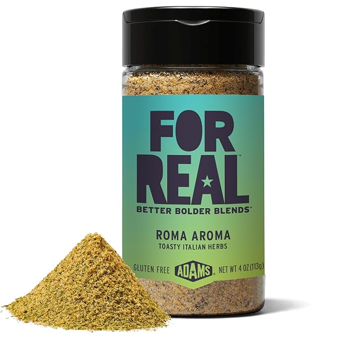 FOR REAL Roma Aroma Seasoning - Toasty Italian Herb Blend with Garlic, Basil & Parmesan - Gluten Free, Kosher, No Seed Oils or MSG - Bold Flavor for Pasta & More - 4oz