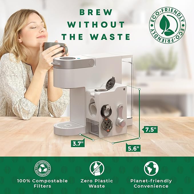 SavePod High-Performance Reusable Coffee Pods, Compatible with Keurig and K-Cup Coffee Machines, Easy to Use & Convenient ??Fits Most Brewers ??Includes Scoop, 2 Rings & 100 Paper Filters (White)