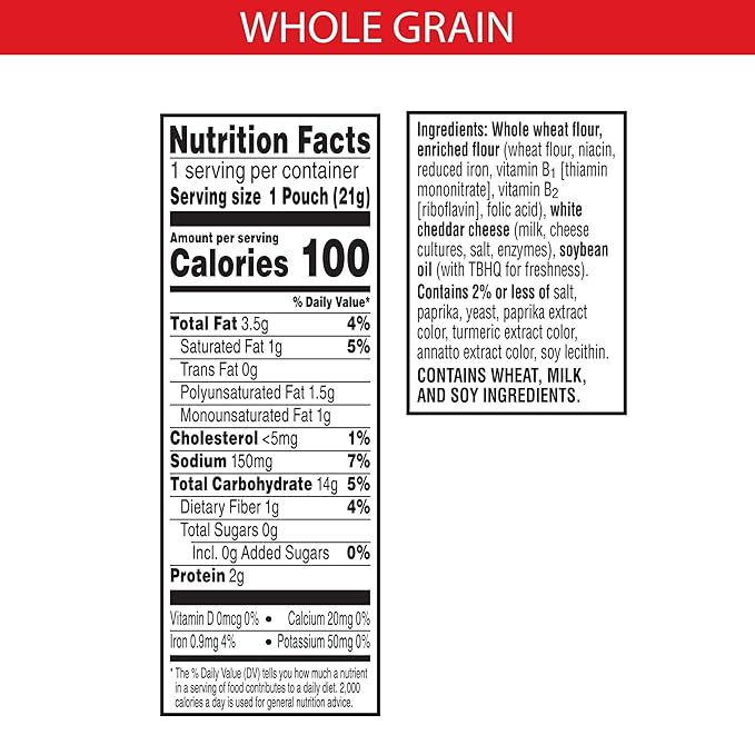 Cheez-It Cheese Crackers, Baked Snack Crackers, Made with Whole Grain, Original (175 Pouches)