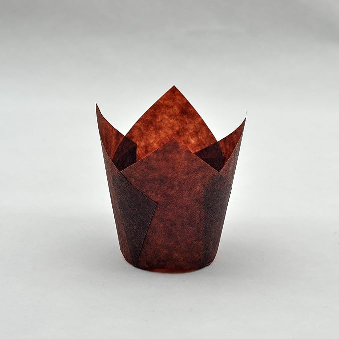 Large Muffin Greaseproof paper Baking cupcake cups, 2-1/4" x 4" Chocolate Brown Tulip Baking Cup Case of 125 pcs (125, Large)