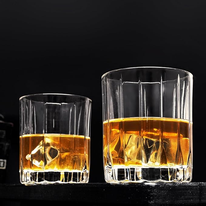 KANARS Crystal Whiskey Glasses Set of 6-10 Oz Rock Glasses in Elegant Gift Box - Bourbon Glass Tumbler for Birthday, Wedding Anniversary, Housewarming and Retirement - Whisky Men Gifts