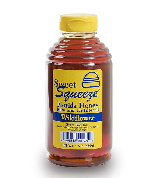 Buzzn Bee Raw Florida Honey - Unpasteurized and Unfiltered (Wildflower, 1.5 Pound)