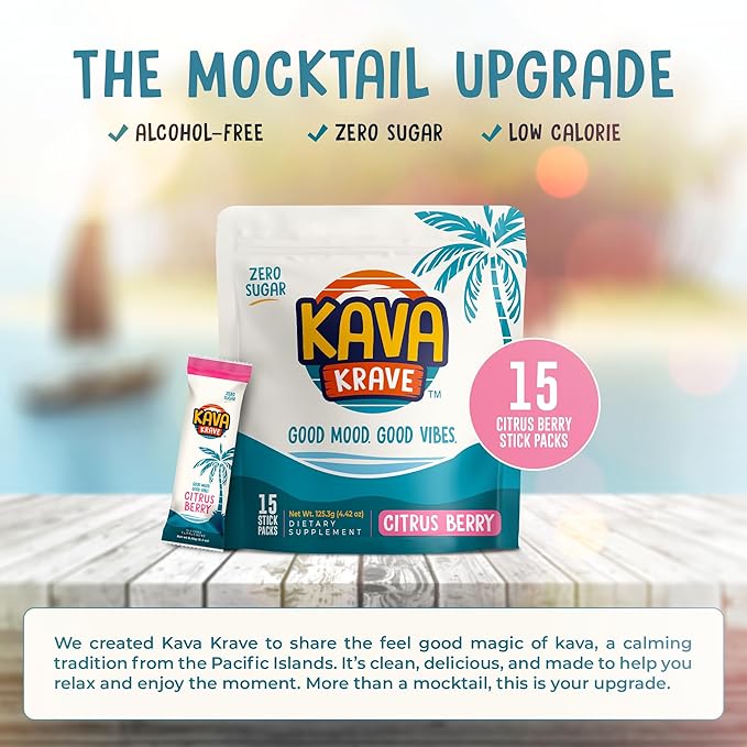 Citrus Berry Kava Drink Mix ??15 Pack for Natural Energy, Mood Support, Stress Relief & Nootropic Focus