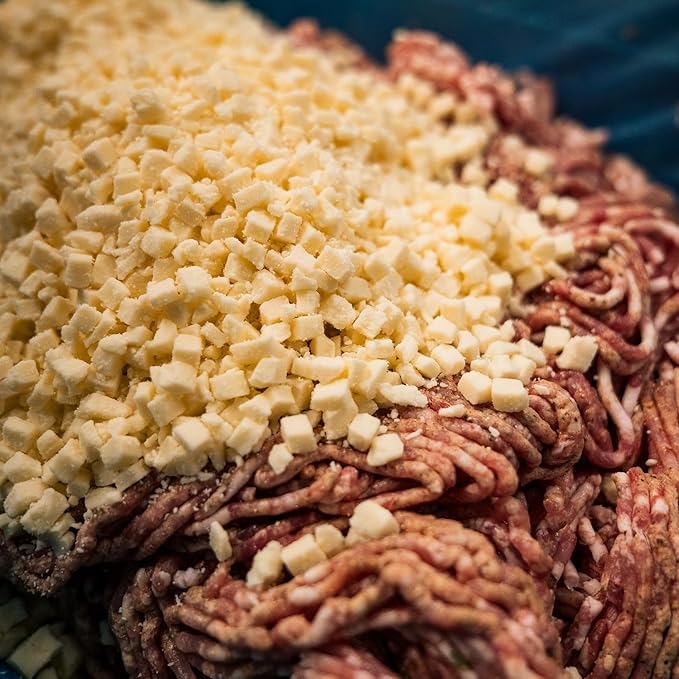 Bearded Butchers High-Temp Mozzarella Cheese 2.5 lbs ??Shelf-Stable 1/4" Cubes for Up to 25 lbs of Meat, 400째F High-Temperature Cheese ??Ideal for Sausage Making, Brats, Snack Sticks, Burgers, and More