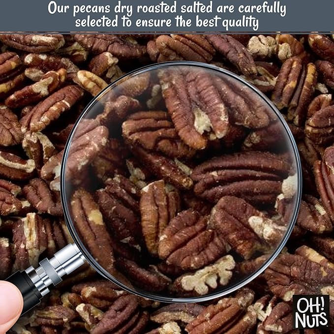 Oh! Nuts Pecans Dry Roasted Salted - All Natural Salted Pecans Halves - 2 lb Bulk Bag - Oil-Free Crunchy Snack