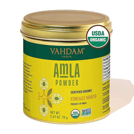 VAHDAM, Organic Amla Powder (2.47oz/70g) Gluten Free, Non GMO, 100% Raw Indian Gooseberry Powder (Amalaki) Perfect for Cooking, Juices, Smoothies | Direct from Source