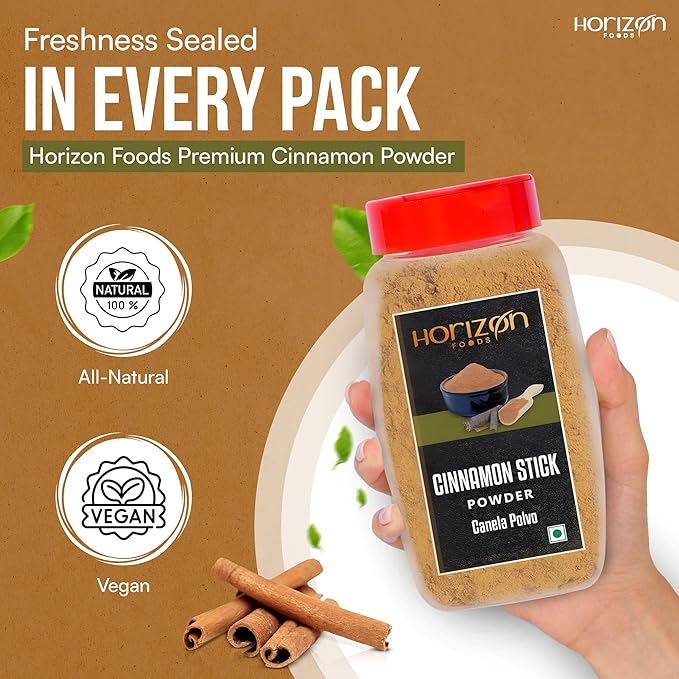 Horizon Foods Premium Red Chili Powder - 200g Indian Spice Blend for Tikka Masala Sauce, Mexican Oregano & Mixed Vegetables. Perfect Seasoning with Guajillo Chiles & Ancho Chili Flakes in Your Indian Spice Box (100g, Ground Cinnamon Powder)