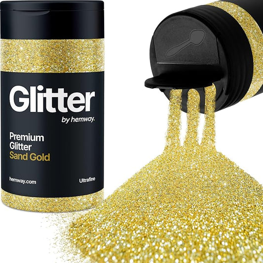 Hemway Premium Glitter Shaker - Sand Gold | 130g Ultrafine Metallic Flake Sequins for Resin & Epoxy Crafts | Craft Supplies for Tumblers, Festival, Art