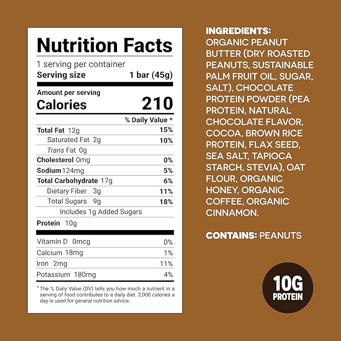 FROPRO Plant Protein Snack Bars - Plant Based Protein Bars, All-Natural, Gluten, Dairy, & Soy Free, High Protein Bars with Low Calories | Coffee, 12 Pack