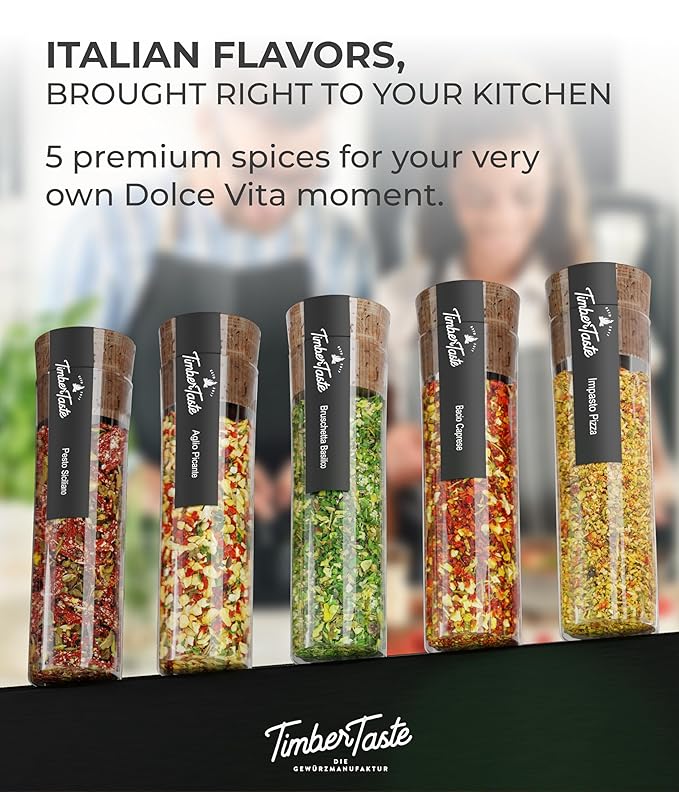 TIMBER TASTE® Italian Spice Gift Set - Gourmet Flavors of Italy - Italian Spices & Seasonings Set for Men & Women - Gifting for Men's Birthdays - Dad Birthday Gifting Ideas