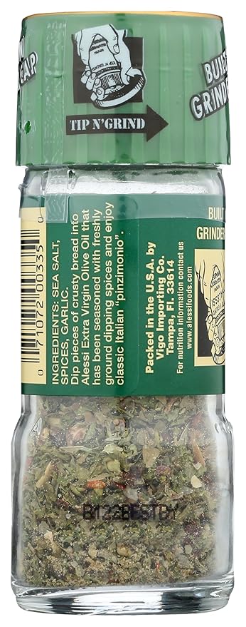 Alessi Herb & Seasoning Grinder, Dipping Spices for Olive Oil, Tip n' Grind (Garlic, 0.76 Ounce (Pack of 1))