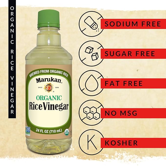 Marukan Organic Unseasoned Rice Vinegar for Enhancing Flavor & Cooking, USDA Organic, Marukan Rice Vinegar (24 fl oz)