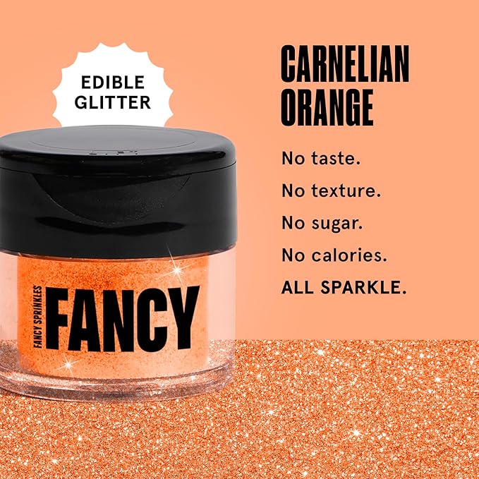 Fancy Sprinkles Limited Edition Halloween Carnelian Orange Premium Edible Glitter, 100% Edible Glitter for Sparkling Food & Drinks No Taste or Texture (4gm)