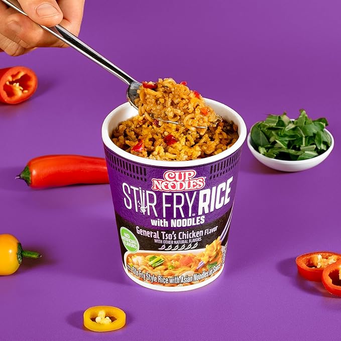 Nissin Cup Noodles Stir Fry Rice with Noodles, General Tso's Chicken, 2.68 Ounce (Pack of 6)