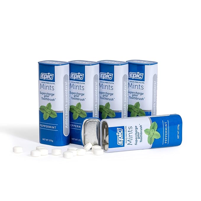 Epic 100% Xylitol Mints - Aspartame Free, Sugar Free - Peppermint Flavored Mints, 55 Pieces (Pack of 5)