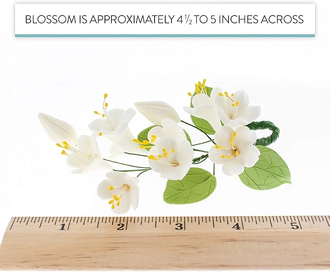 Cherry Blossom Sugar Flower Spray – Gumpaste Flowers for Cakes – Handmade Cake Decorations – Sakura Floral Topper – Sugar Flowers for Wedding & Birthday Cakes - White, 1 Count by Global Sugar Art