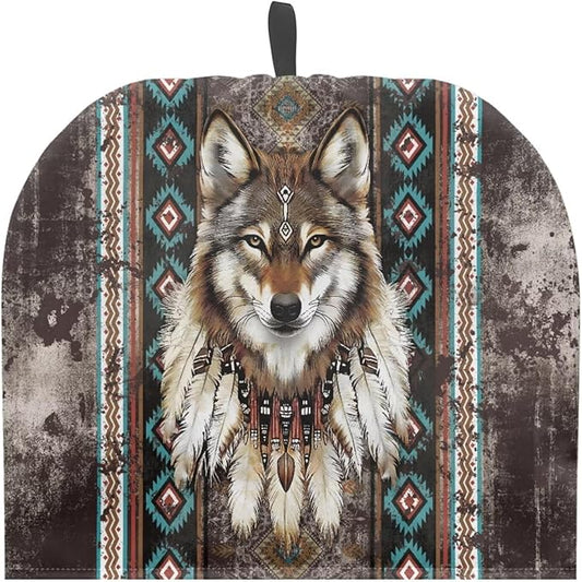 Aztec Western Wolf Insulated Teapot Cozies Dust Cover Tea Warmer to Keep Tea Warm, Kitchen Home Decro for Mom, Wife, Friends