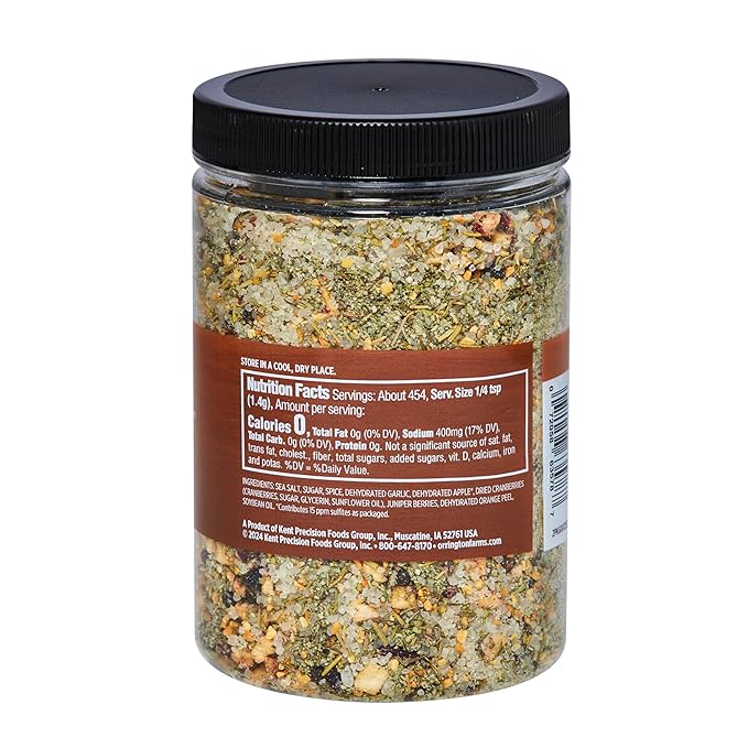 Orrington Farms Turkey Brine Mix | Savory Blend of Sea Salt, Cranberries, Sage, Juniper Berries & More | Brine Turkeys up to 25 Pounds | No Artificial Flavors or Colors | Gluten Free | 22 oz Jar