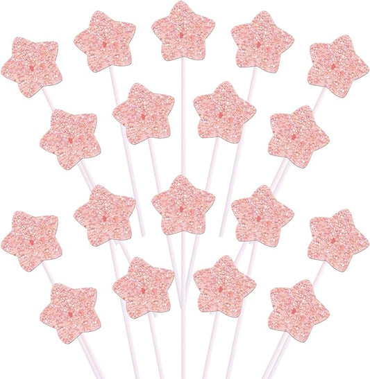30 Pack Star Cupcake Topper Twinkle Twinkle Little Star Cupcake Picks Kids Birthday Wedding Engagement Baby Shower Cake Decorations Party Supplies Pink