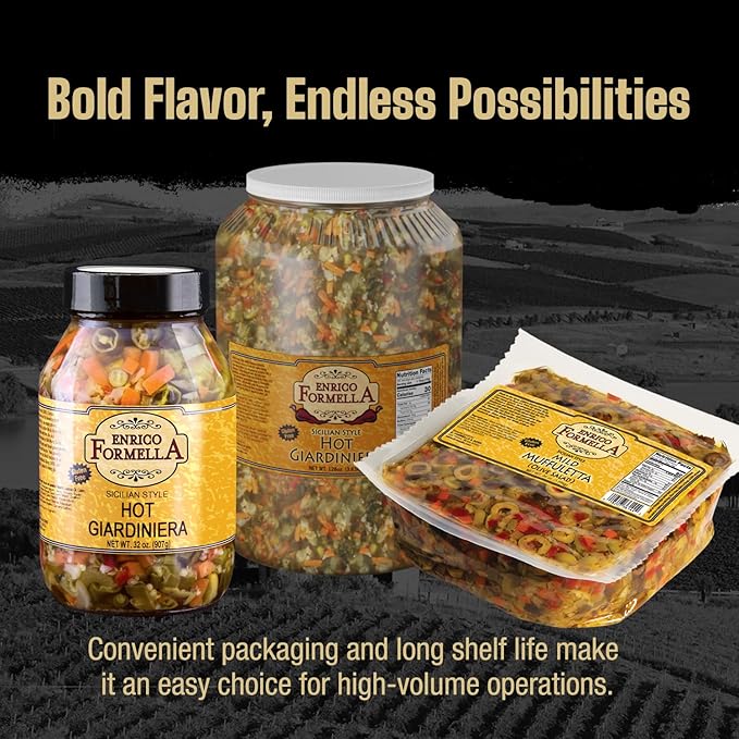 Enrico Formella Mild Muffuletta Salad - Gluten Free Italian Olive Mix - New Orleans Style Sandwich Spread (56oz)