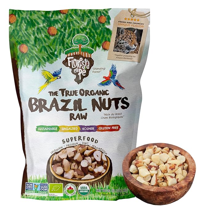 Snack The True Organic Broken Brazil Nuts 32 oz – Raw and Unsalted – Healthy-Rich in Vegetable Protein – Fresh, Vegan and Gluten Free – Forest Up