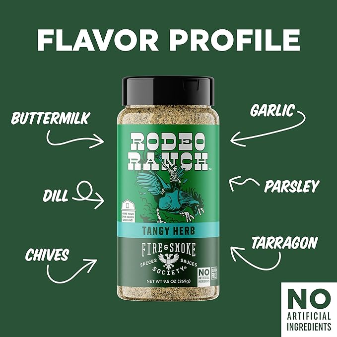 Fire & Smoke Society Rodeo Ranch Chicken Seasoning | BBQ Seasonings and Rubs for Smoking | Chicken, Pork, Fish, Vegetables | Buttermilk, Dill, Parsley, Chives | Large (2-Pack)