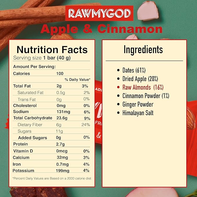 RAWMYGOD Fruit and Nut Bars, Gluten Free, Vegan, No Added Sugar (16 bars, Variety Pack I - 4 Raw Cacao, 3 Apple & Cinnamon, 3 Nuts & Berries, 3 Cherry Peanut, 3 Pistachio & Cranberry)