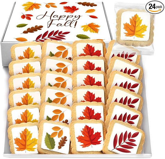 Fall Leaf Cookies Individually Wrapped Leaves themed Theme 24 Pack Bulk for Fall Time