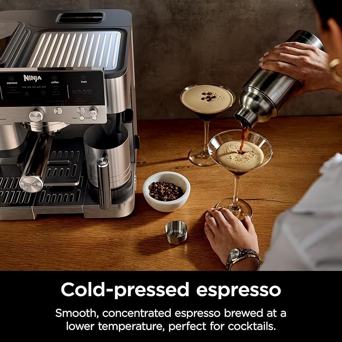 Ninja | Espresso Machine and Drip Coffee Maker| Luxe Caf챕 Premier Series | Integrated Coffee Grinder, Milk Frother, Assisted Tamper & Built-In Espresso Accessory Storage | Stainless Steel | ES601