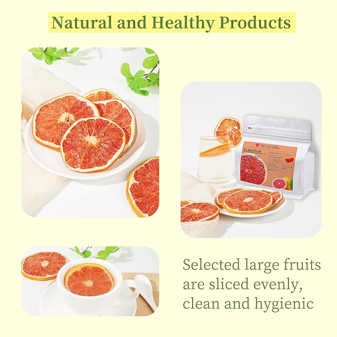 Dried Grapefruit Slices,Dehydrated Grapefruit Slices 8.82oz/250g Perfect for Cocktails,Fruit Tea, Garland, Crafts and Baking Sweet Wheels for Garnish, 100% Natural No Additives No Added Sugar