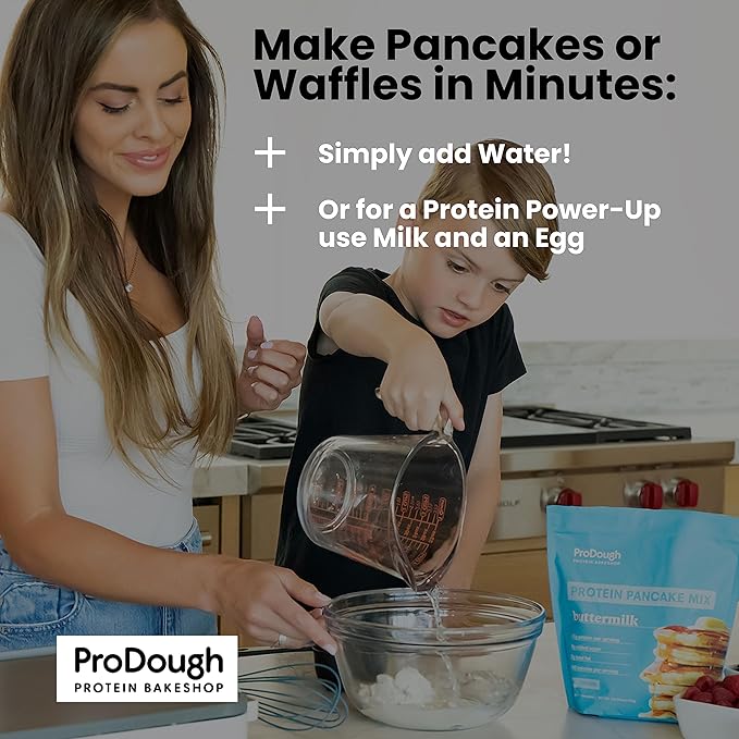ProDough Shop Buttermilk Pancake and Waffle Mix - Gluten Free, Low Carb, High Protein Pancake Mix - Healthy Pancakes and Waffles for Breakfast or Snack