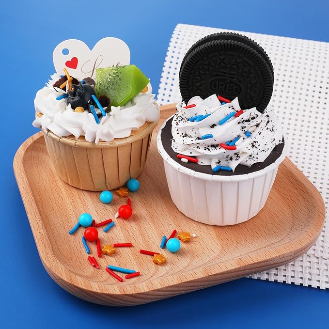 4th of July Sprinkles for Cake Decorating, Patriotic Gold Red White and Blue Sprinkles for Ice Cream Cupcakes Brownie Cookie Baking Topping