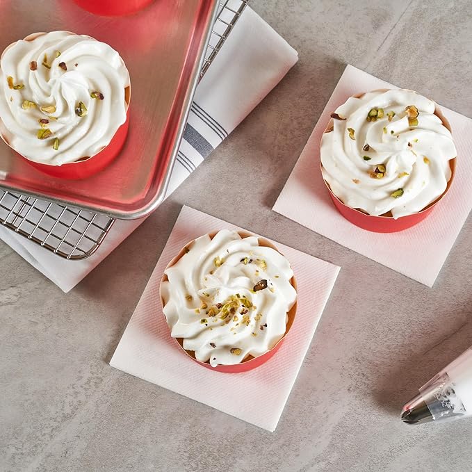 Panificio 10 Ounce Cupcake Wrappers, 200 Scalloped Baking Cups - Oven-Ready, Greaseproof, Red Paper Cupcake Liners, Disposable, For Birthdays, Baby Showers, Or Weddings - Restaurantware
