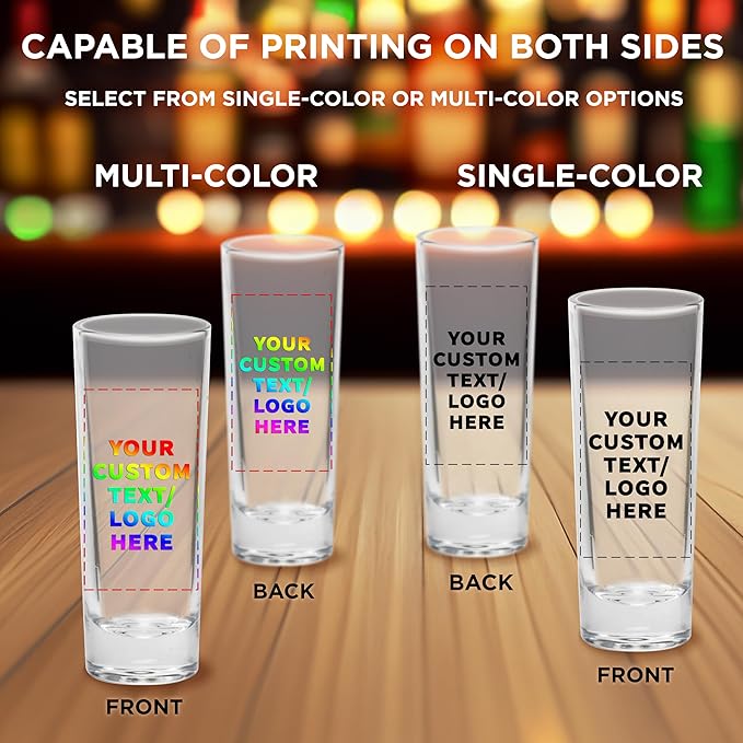 Custom Cordial Shooter Shot Glasses 2 oz. Set of 50, Personalized Bulk Pack - Great for Birthdays, Parties, Indoor & Outdoor Events - Clear