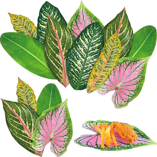 Kisston 100 Pcs Charcuterie Board Parchment Paper Tropical Leaves 8.7 Inch Paper Leaves for Cheese Board Double Sided Tropical Parchment for Holiday Party Decorations Table Food Serving