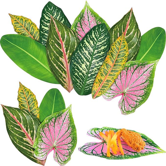 Kisston 50 Pcs Charcuterie Board Parchment Paper Tropical Leaves 8.7 Inch Paper Leaves for Cheese Board Double Sided Tropical Parchment for Holiday Party Decorations Table Food Serving
