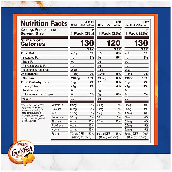 Goldfish Family Faves Crackers, Cheddar, Colors and Baby Crackers Snack Packs, 20-Ct Variety Pack