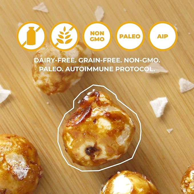 Salted Caramel Lily Puffs, AIP Foods and Paleo Snacks, Paleo Puffs Made of Water Lily Seeds, Caramel Corn-Like Healthy Snacks with No Refined Sugar, 56 g - Sweet Apricity