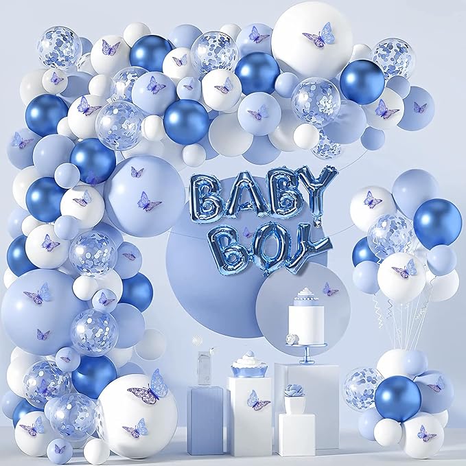 72 Pcs Butterfly Decorations - 3 Sizes, 3 Styles, 3D Wall Decor, Party & Birthday Decor, Blue