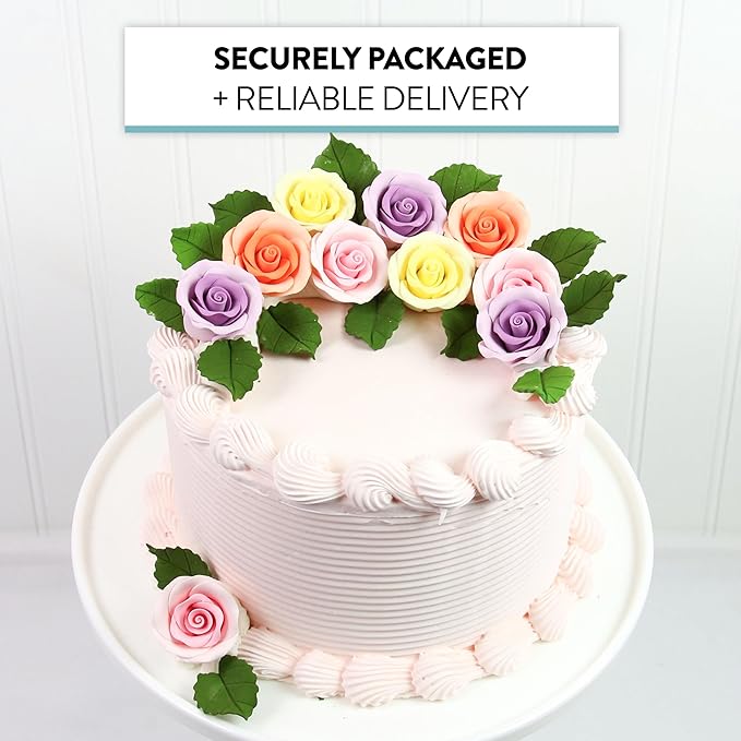 Global Sugar Art Premium Edible Roses, Assorted Spring Colors, Unwired, Medium 1.5 inches, 12 Count by Chef Alan Tetreault