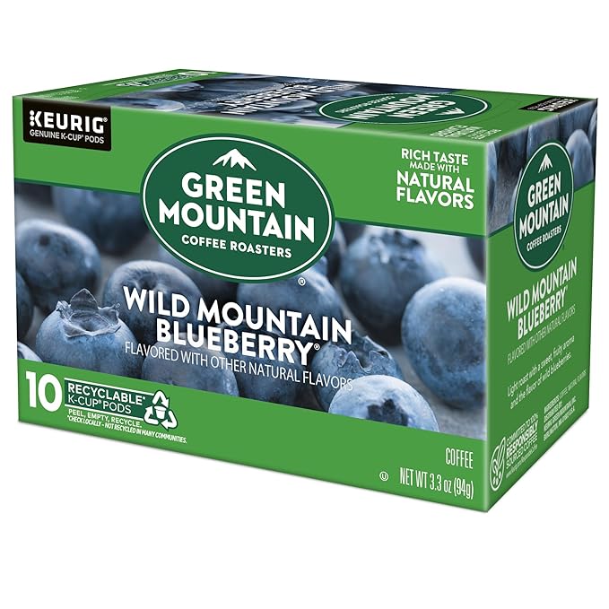 Green Mountain Coffee Roasters Wild Mountain Blueberry Keurig Single-Serve K-Cup pods, Light Roast Coffee, 60 Count (6 Packs of 10)