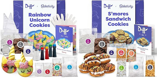 Baketivity Baking Kit Bundle ??Unicorn Rainbow Cookies & S?셫ores Sandwich Cookies by Duff Goldman ??DIY Kids Baking Set with Pre-Measured Kosher Ingredients, Decorating Supplies, STEM Activities ??Age
