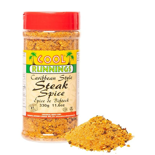 Cool Runnings Caribbean Style Steak Spice Seasoning 330g - Bold and Peppery Blend for Grilling, Roasting, and Pan-Frying Steaks and Meats