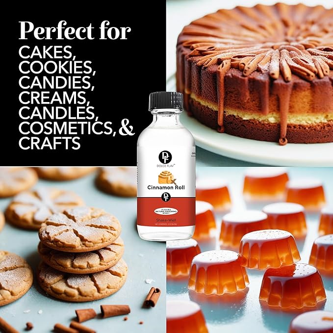 Dolce Flav Natural Cinnabon Extract ??2 Ounce Oil-Soluble Kosher, Sugar-Free, Concentrated Spicy Cinnabon Flavoring for Baking, Smoothies & Desserts, Includes Measured Dropper